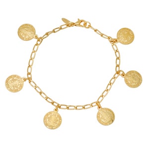 Yellow Gold Plated Brass San Benito Charm Bracelet