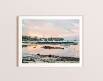 Mauritius Bay Sunset, Travel Photograph, Digital Download