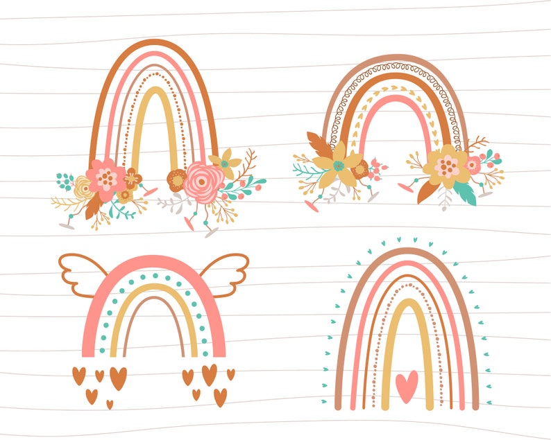 Download Boho rainbow SVG. Floral rainbow SVG clipart. Boho rainbow ...