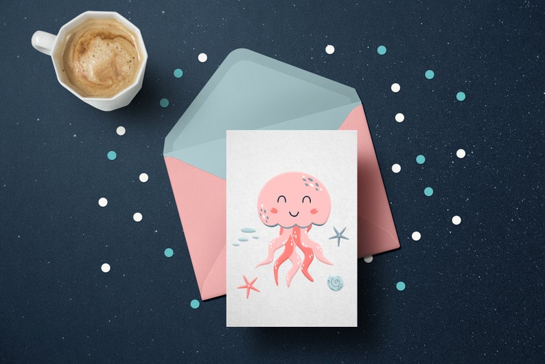 Cute pink jellyfish SVG jellyfish digital paper Sea animal ...