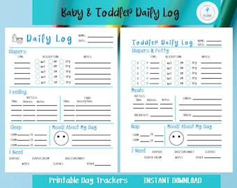 Baby and Toddler Daily Log Bundle, Printable Report, Daycare, Nanny, Babysitter Daily Sheet, Instant Download Printable