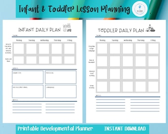 2 Pack - Infant and Toddler Weekly Lesson Plan, Daycare Nanny Development Planner