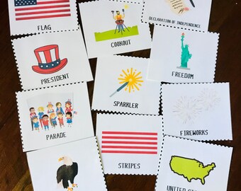 4th of July Flash Cards: Patriotic Visual Learning (Digital Download)