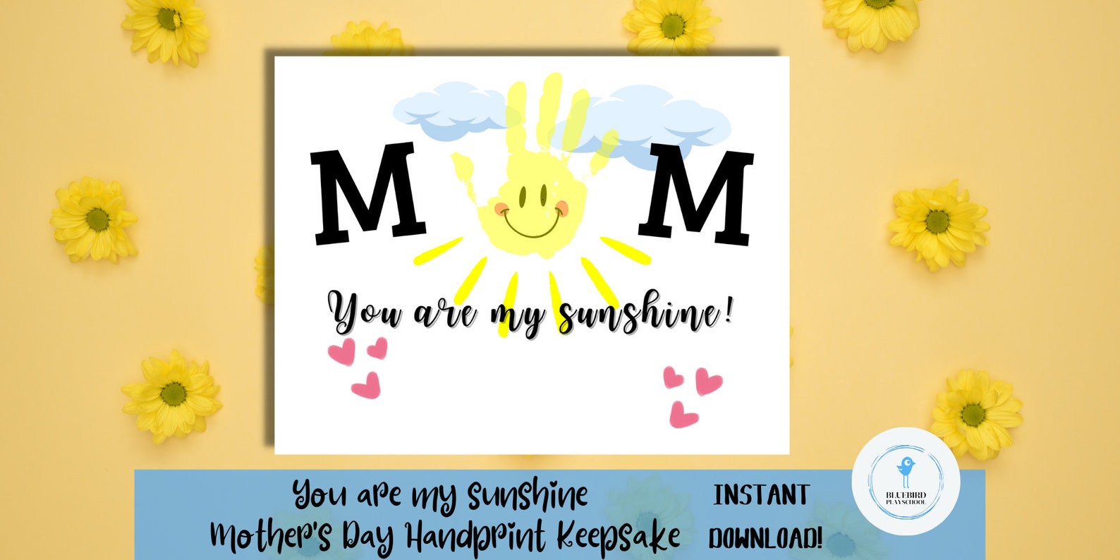 You Are My Sunshine Mother's Day Handprint Art Craft Keepsake Template