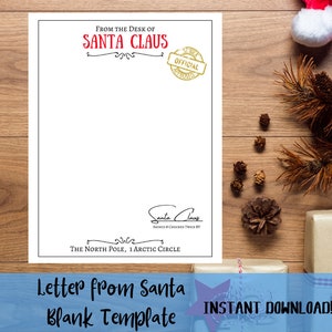 Write your own Letter from Santa with Envelope- Santa Claus - INSTANT DOWNLOAD - Printable PDF, Edit in Canva