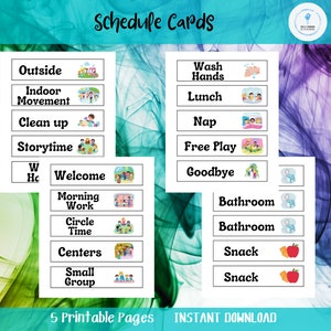 Vorschulzeitplan Karten, Tagespflege Routine, Pre-k, Toddler Daily visuell, 4 druckbare Blätter, 1 blanko, INSTANT DOWNLOAD