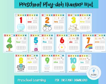 Play Doh Number Mats, Preschool Learning Printable (PDF Pattern)