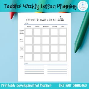 Toddler Weekly Lesson Plan, Daycare Nanny Development Planner