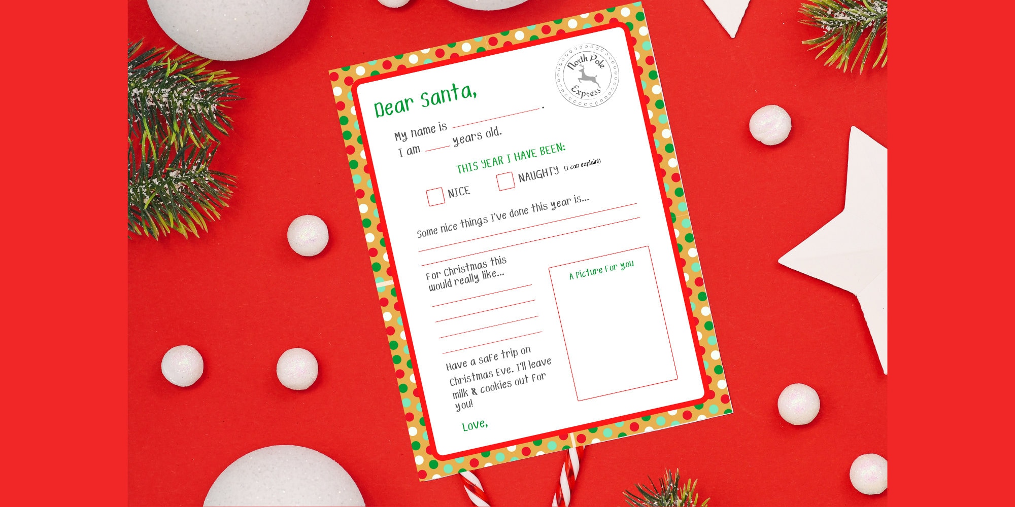 Letter to Santa, Santa Letter, Kids Letter to Santa, Printable Letter