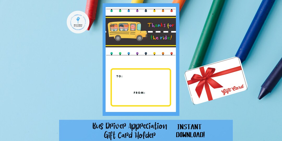 Bus Driver Gift Card, Printable, Bus Driver Appreciation, "thanks for ...