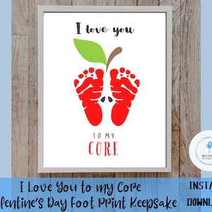 Kocham Cię do głębi, Apple Footprint Art Craft Pamiątkowy szablon, Dziecko, maluch, przedszkole, Prezent do wydrukowania, NATYCHMIASTOWE POBIERANIE