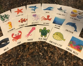 Ocean Flashcards, Memory Matching Game, Toddler & Preschool (Digital Printable)