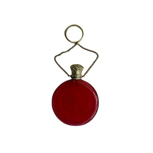 Antique French Silver Gilt Chatelaine Cranberry Perfume Scent Bottle 19th Century