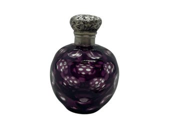 Frasco de perfume antiguo victoriano de plata con aroma a amatista (pieza rara)