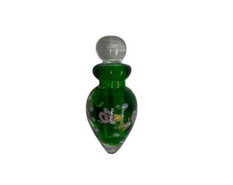 Hermoso frasco de perfume de cristal ámbar veneciano de Murano