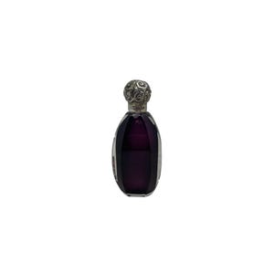 Beautiful Antique Silver Perfume Scent bottle with an Amethyst Glass body