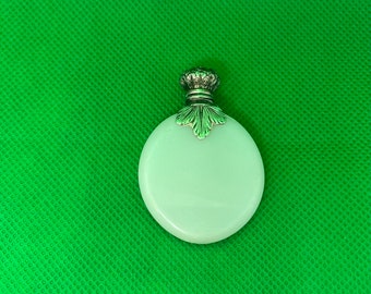 Antique Victorian Silver White Opaline disc Perfume Scent Bottle circa 1880