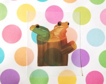 Lined Blue back Checkout Loops Reusable Pocket Green Tree Frogs Enviro Shopping Bag Washable Hard base insert for strength.