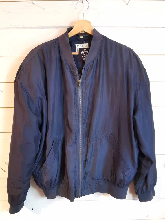 Vintage 90s 80s silk Jacket silk Blouson Bomberjac