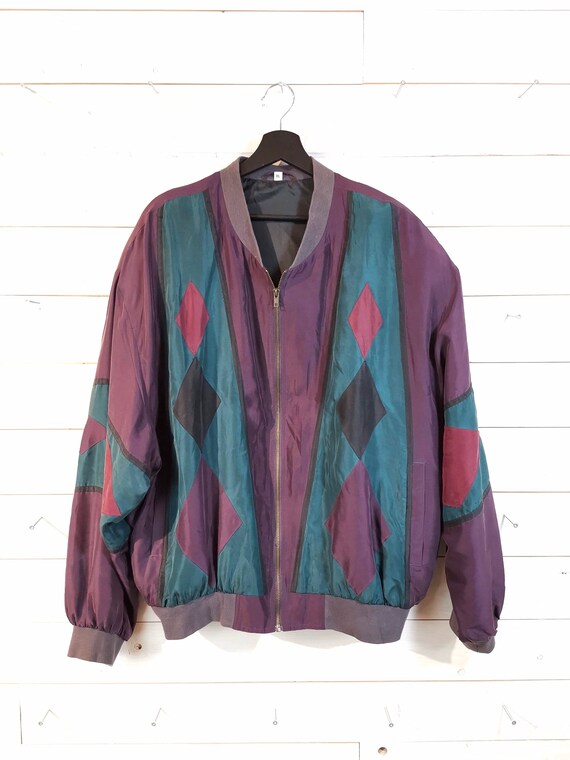 Vintage 90s 80s silk Jacket silk Blouson Bomberjac