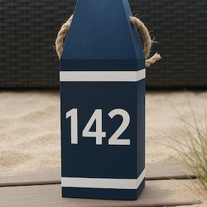 Custom seaside home address plaque wood buoy house number nautical beach house address marker personalized date coordinates colorful accent