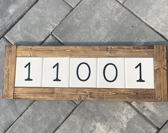 Custom Zip Code Sign: Rustic Farmhouse Wood Block Decor