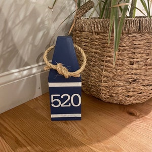 Custom seaside home address plaque wood buoy house number nautical beach house address marker personalized date coordinates colorful accent