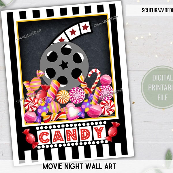 Movie Night Party Signs, Movie Night Printable Party Decoration, Movie Night Poster Set Printable, Digital Files. CH01