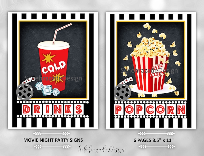 Movie Night Party Signs Movie Night Printable Party | Etsy