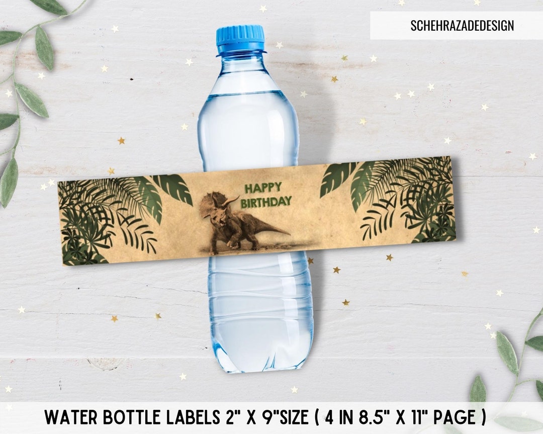 Dinosaur Water Bottle Labels, Dinosaur Birthday Water Bottle Labels ...