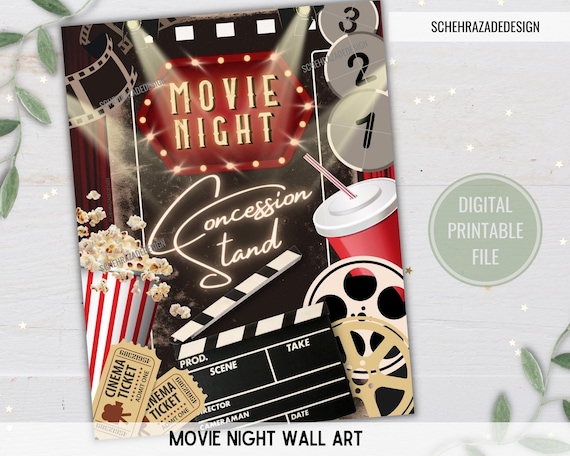 Movie Night Party Signs Movie Night Printable Party - Etsy