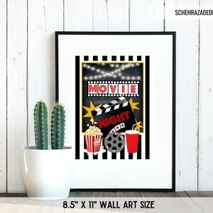 Movie Night Party Signs, Movie Night Printable Party Decoration, Movie ...