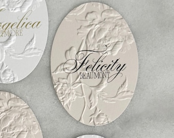 Oval Embossed Place Cards | Personalised Guest Names | Name Card