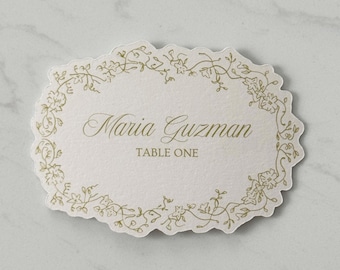 Die Cut Escort Cards | Frame Floral Design, Personalised Guest Names/Table Numbers