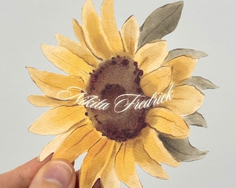 Die Cut Wedding Place Cards | Sunflower Design, Personalised Guest Names