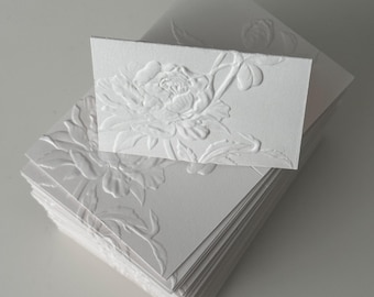 Blank Embossed Wedding Place Card | Vintage Floral Design