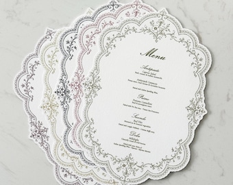 Vintage Personalised Menu Card | Classic Scalloped | Formal Event Stationery | Customised to each guest
