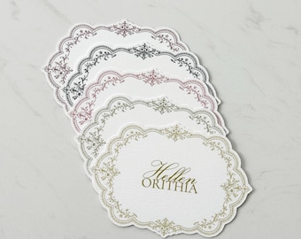 Die Cut Place Cards | Vintage Floral Design, Personalised Guest Names