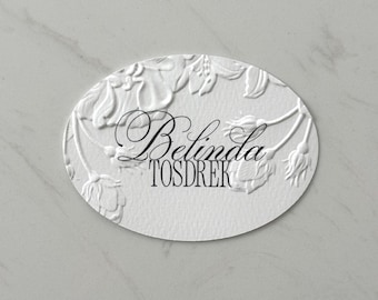 Oval Embossed Place Cards | Personalised Guest Names | Name Card