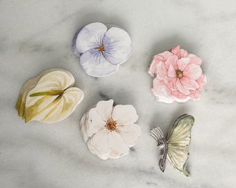 Die Cut Blank Place Cards | Floral & Butterfly Design