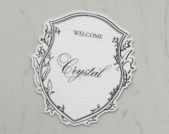 Die Cut Wedding Place Cards | Crest Design, Personalised Guest Names