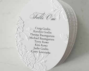 Embossed Oval Seating Chart Card | Hammer Paper 400gsm | 5x7 inches