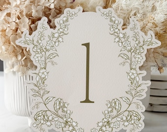 Die Cut Table Numbers | Floral Design | 400gsm Hammer Texture Cardstock