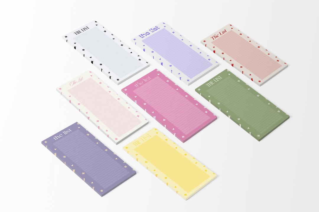 Slim Pastel "the List" Notepads | Minimal Stationery Notepad - Etsy