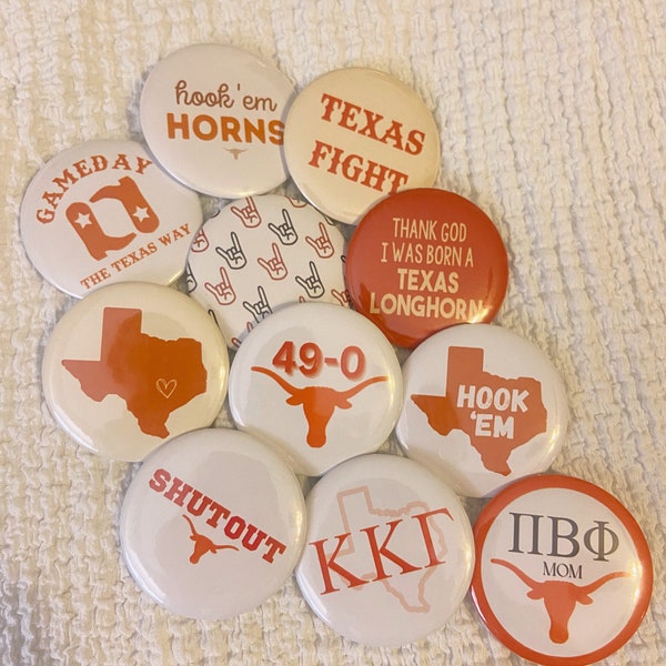 Texas Game Day Buttons - University of Texas Longhorns - Select any quantity