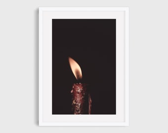 Red Candle Print, Dark Print, Dark Photography,  Flame Print, Fire Photography, Wall Art, Home Decor