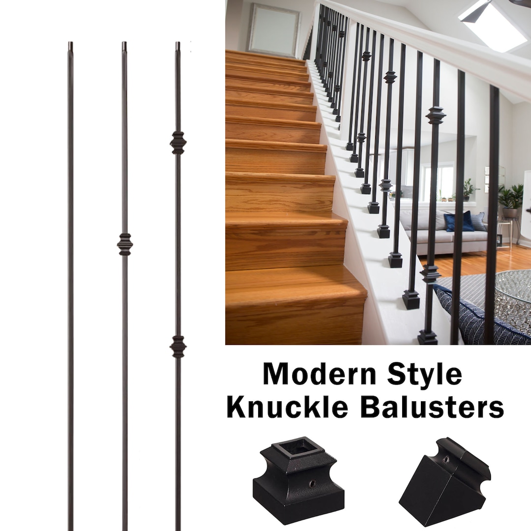 Black Metal Iron Stair Balusters Metal 1/2 Spindles Satin Black Hollow