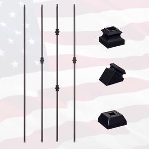 Modern Black Iron Stair Balusters: 1/2&quot; Square, Hollow Core (10 Pack)