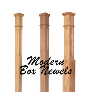 Box Newel Post Red Oak/Poplar Modern Farmhouse style Stair and Railing Post 6.25 Mission Paneled Post 3.5 or 4.75 Free shipping image 3