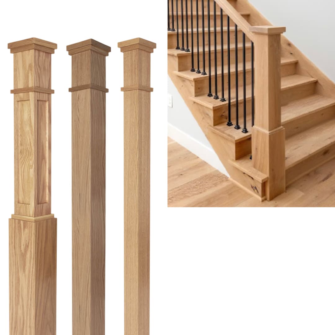 Premium Stair Railing Newel Post Oak/poplar American Made Decorative ...